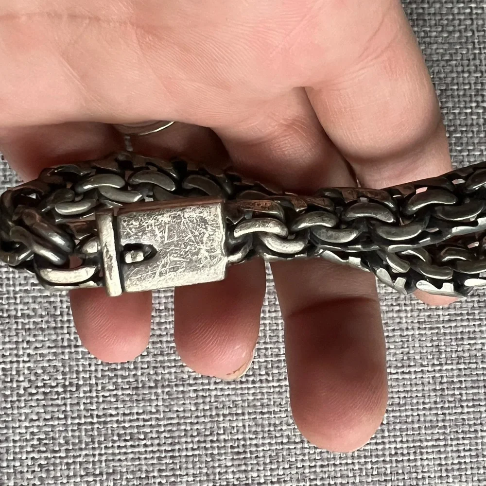Vintage Sterling Silver Chain Bracelet 8.5in 66.6g Mexico